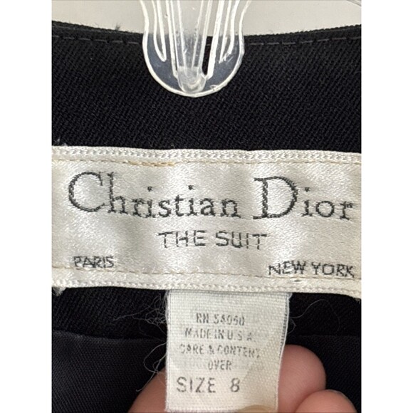 VTG CHRISTIAN DIOR Black Jacket Wool Sculptural Blazer Suit pencil Skirt Sz 8 S - Picture 3 of 12